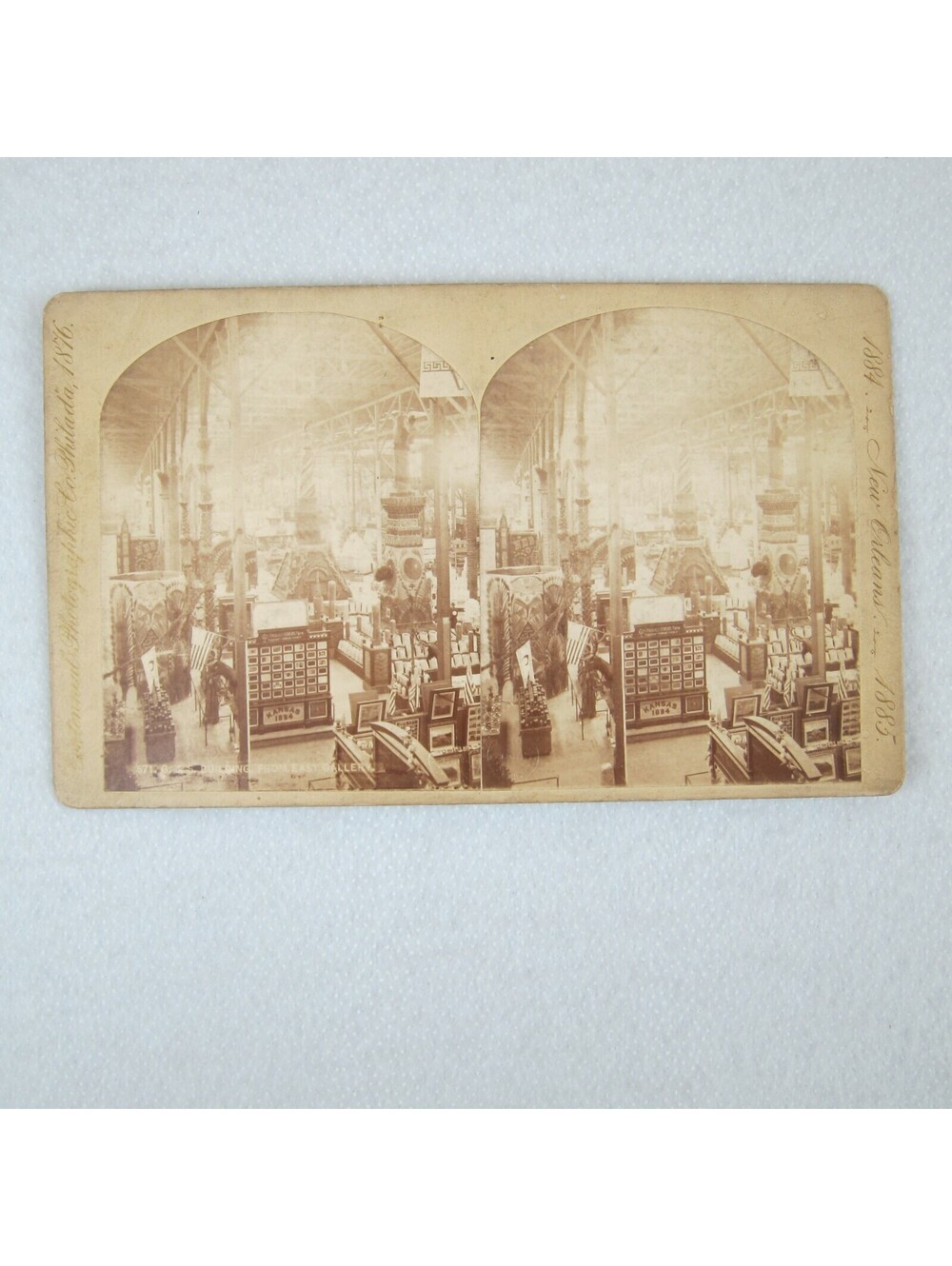 Antique 1884 New Orleans Exposition Stereoview Kansas #571 G & S Building RARE